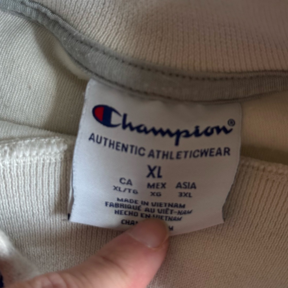 Boise State Champion Cropped Fleece Crewneck Pull Over Cream Blue XL - Picture 3 of 5